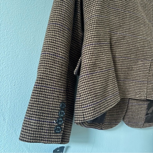 NWT Women’s Chaps Tan Houndstooth Blazer size 14 - Picture 6 of 9
